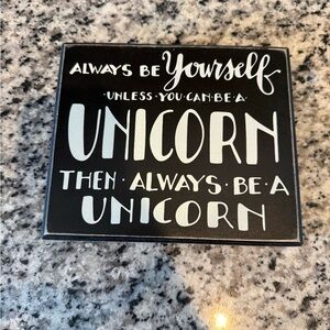 Kohl's Black and White 'Always Be Yourself... Unicorn' Wall Sign